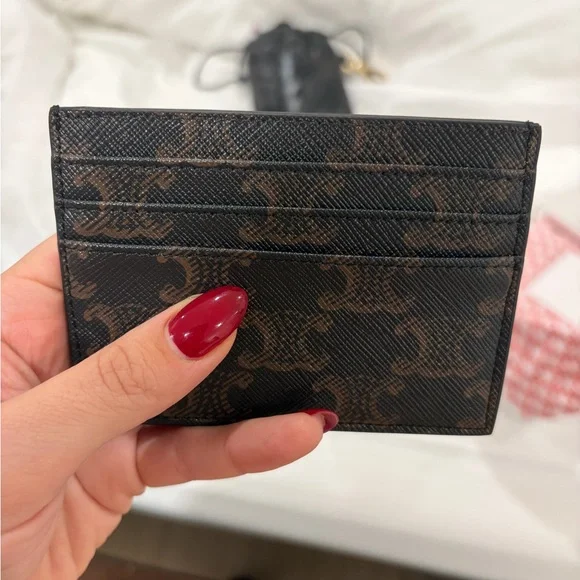 Celine Black and Brown Card Holder with Gold Logo - Picture 4 of 4